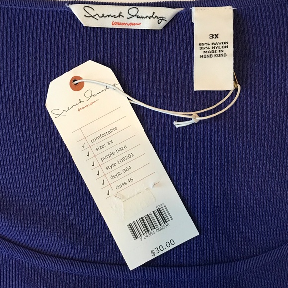 FRENCH LAUNDRY Ribbed Knit Sweater Lightweight Top Purple Women’s Plus Size 3X - Picture 6 of 16